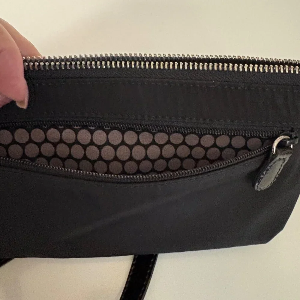 Brighton Black Nylon Faux Patent Leather Crossbody Bag Adjustable Strap Purse